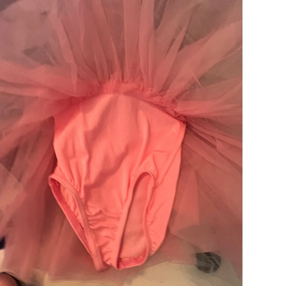 Girls Aqua Pink‎ Sequin Tutu Dance Leotard Dress Flower Detail Size CSM E938